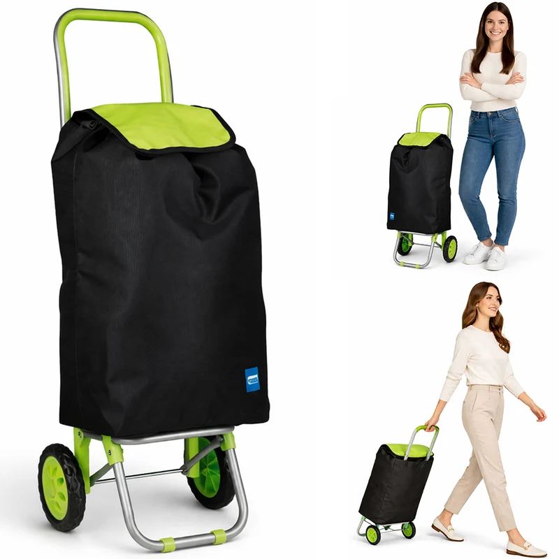 Carrello Poseidon Verde con Interni Termici Trolley Frigo 35L Ruote 36x30x90cm