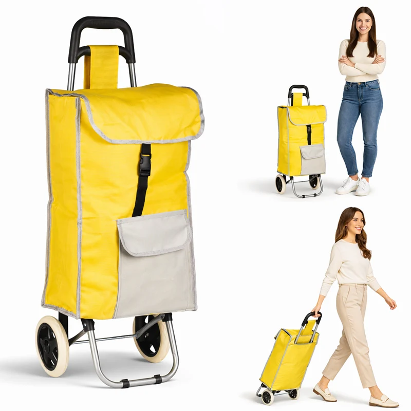Carrello Trolley Frigo Modello Zeus Giallo Ruote e Manico Ergonomico 35x30x90cm