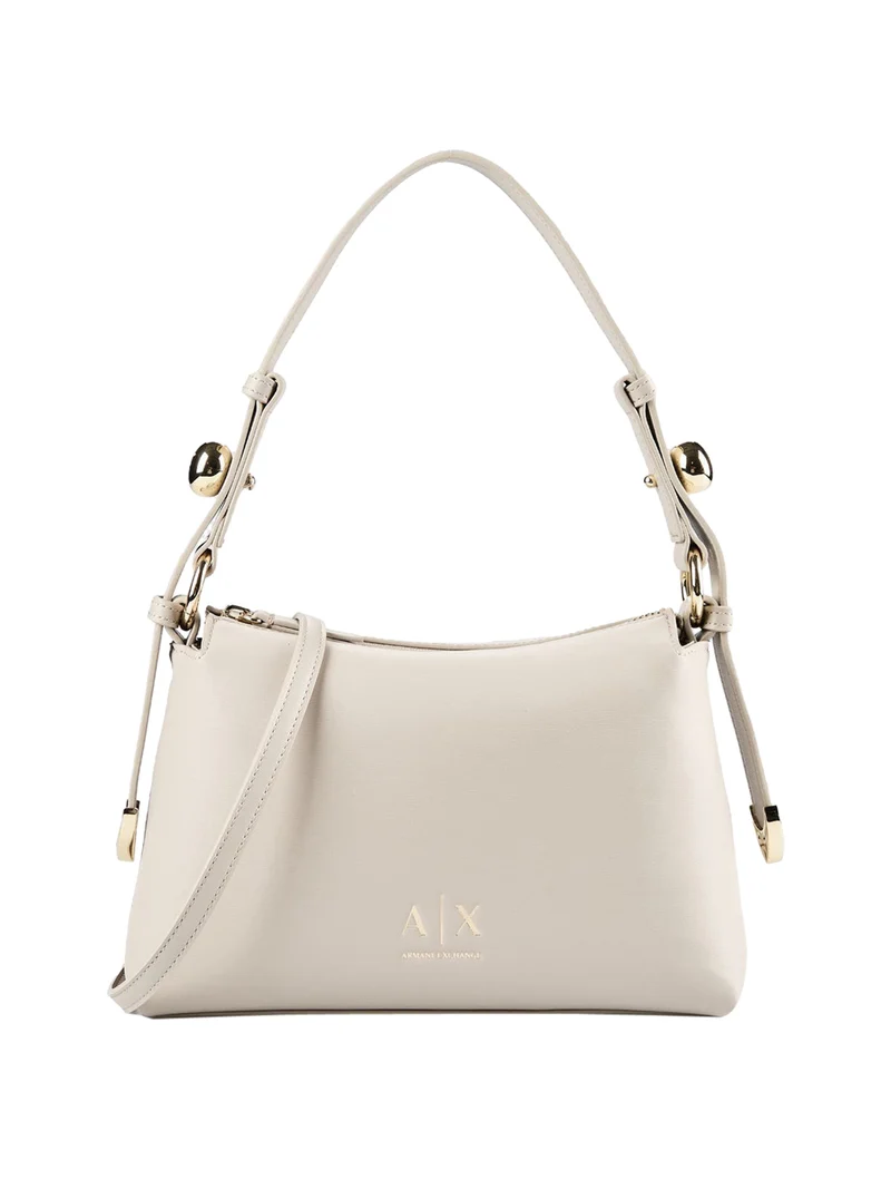 Armani Exchange Borsa A Tracolla Armani Exchange Logo Frontale Beige