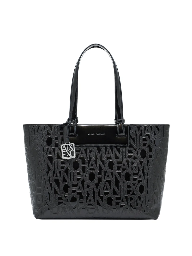 Armani Exchange Borsa Shopper Armani Exchange Logo Frontale Nero