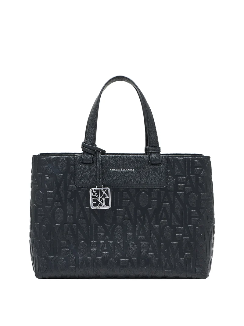 Armani Exchange Borsa Shopper Armani Exchange Logo Frontale Nero