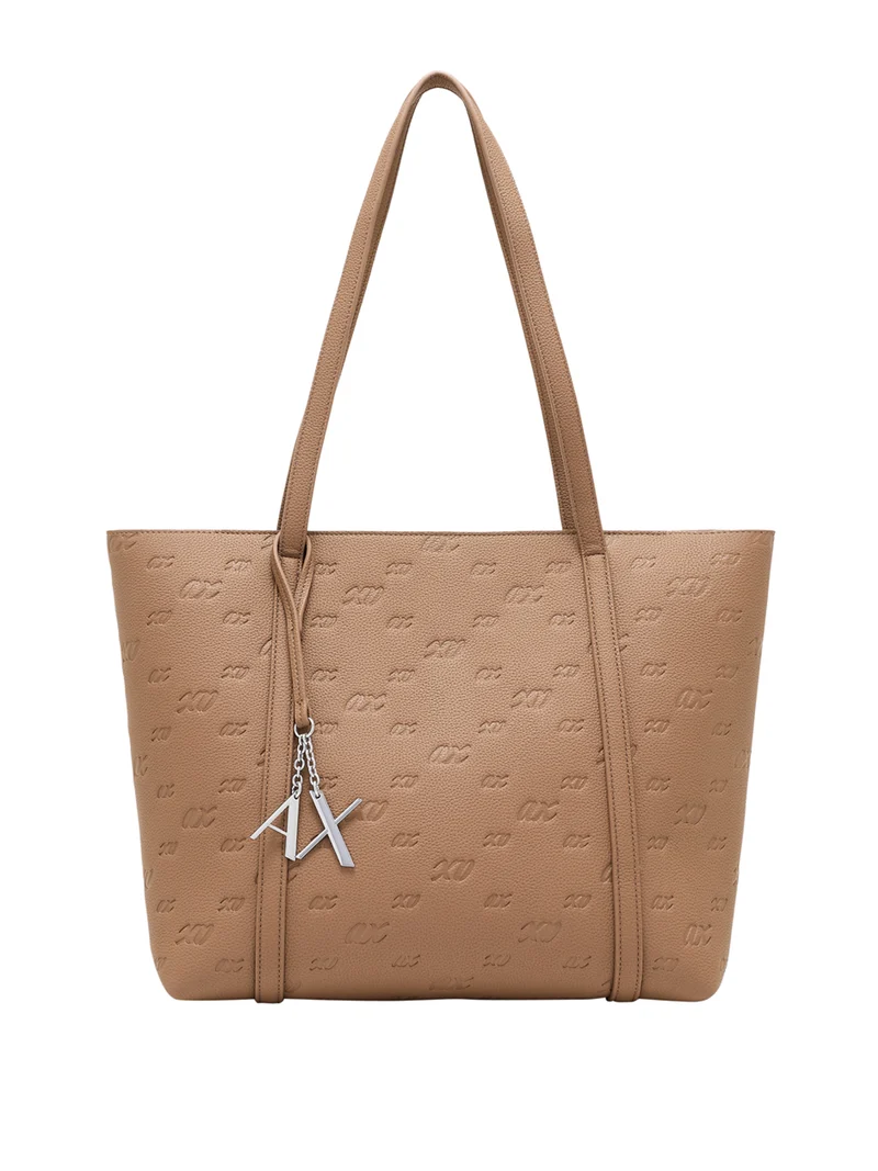 Armani Exchange Borsa Shopper Armani Exchange Charm Logo Marrone