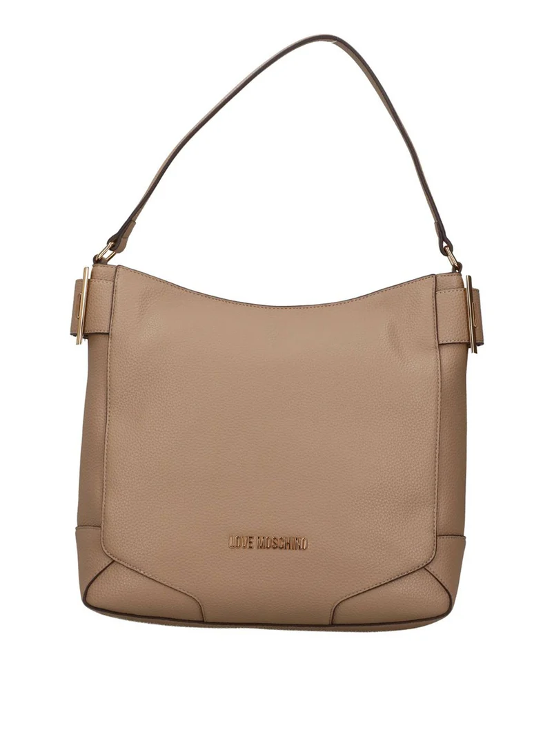 Moschino Borsa A Mano Moschino Logo Frontale Sabbia