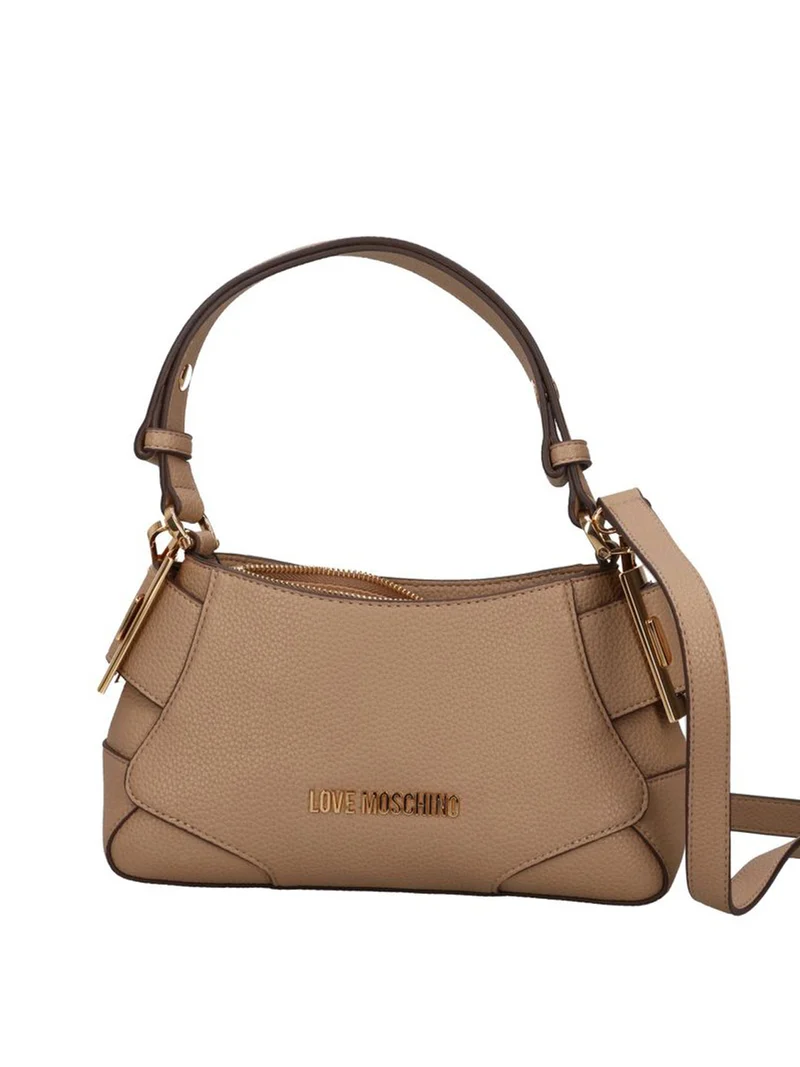 Moschino Borsa A Mano Moschino Logo Frontale Sabbia