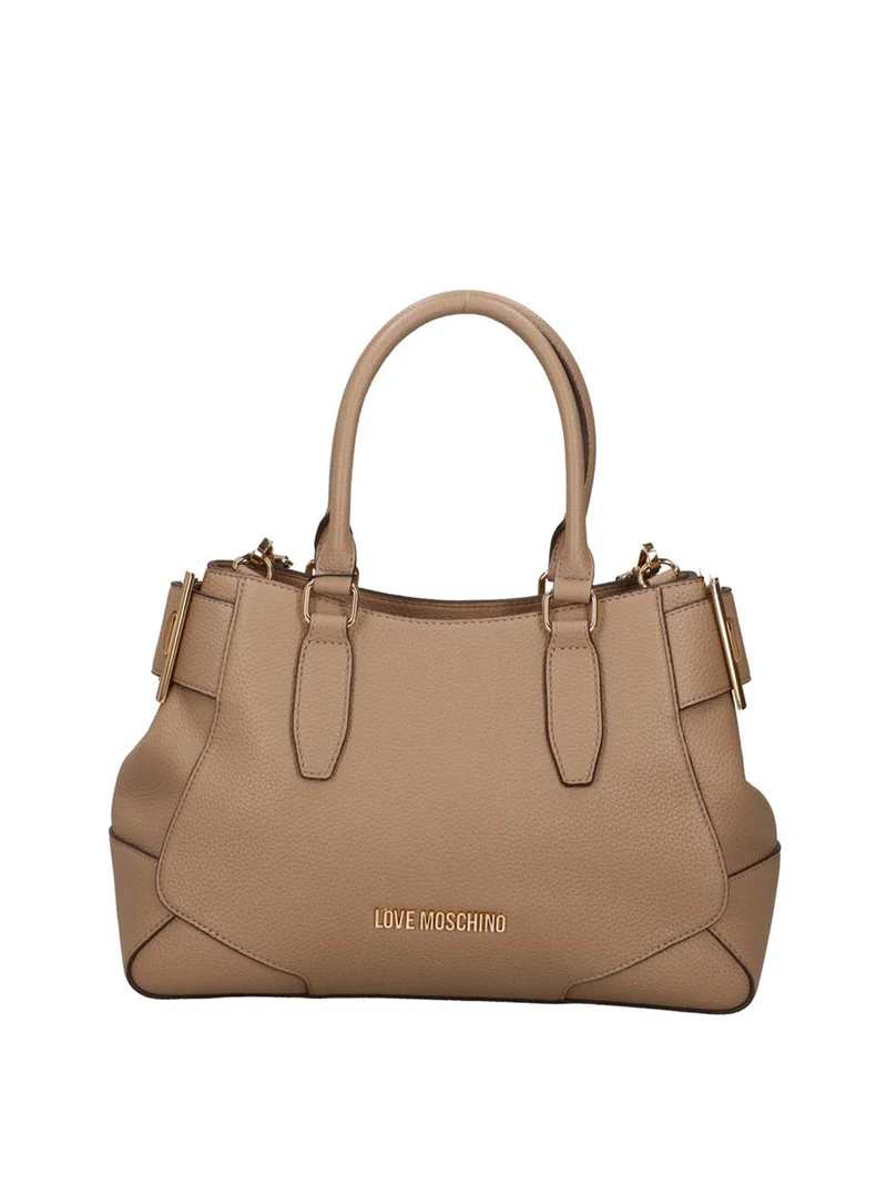 Moschino Borsa A Mano Moschino Logo Frontale Sabbia