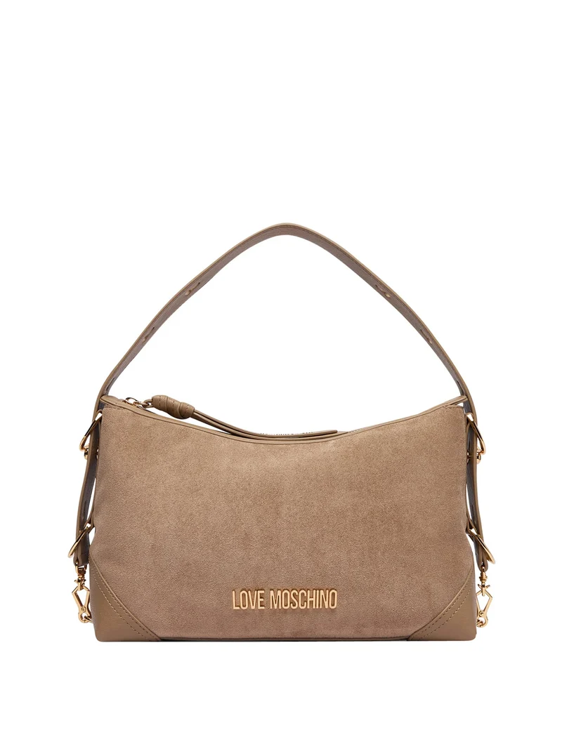 Moschino Borsa A Mano Moschino Logo Frontale Sabbia