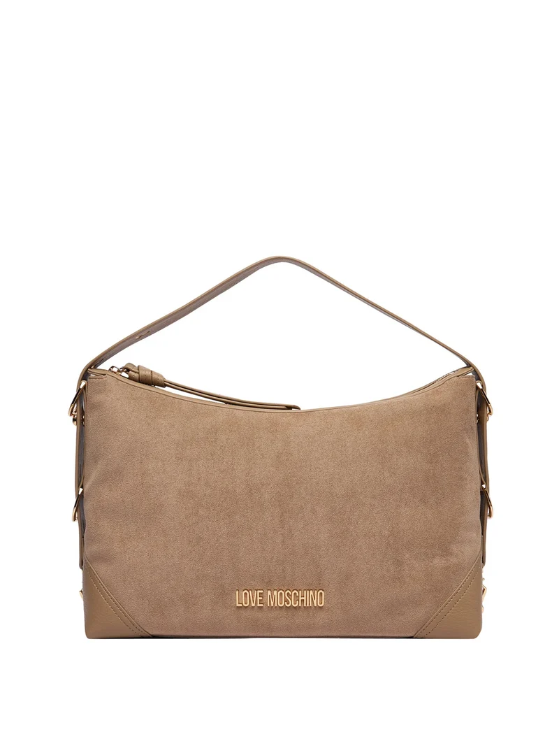 Moschino Borsa A Mano Moschino Logo Frontale Sabbia