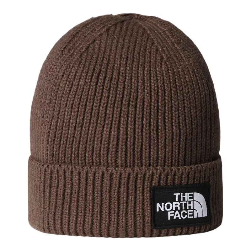 TNF Logo Box Cuffed Beanie Brown