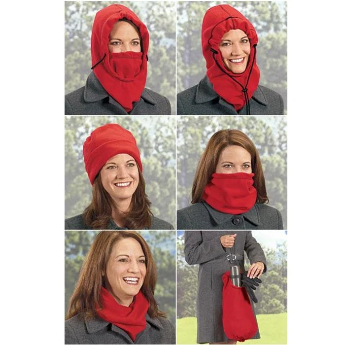 Fleece Hood 5 in 1 Scaldacollo Cappello Sciarpa in pile 6 colori assortiti