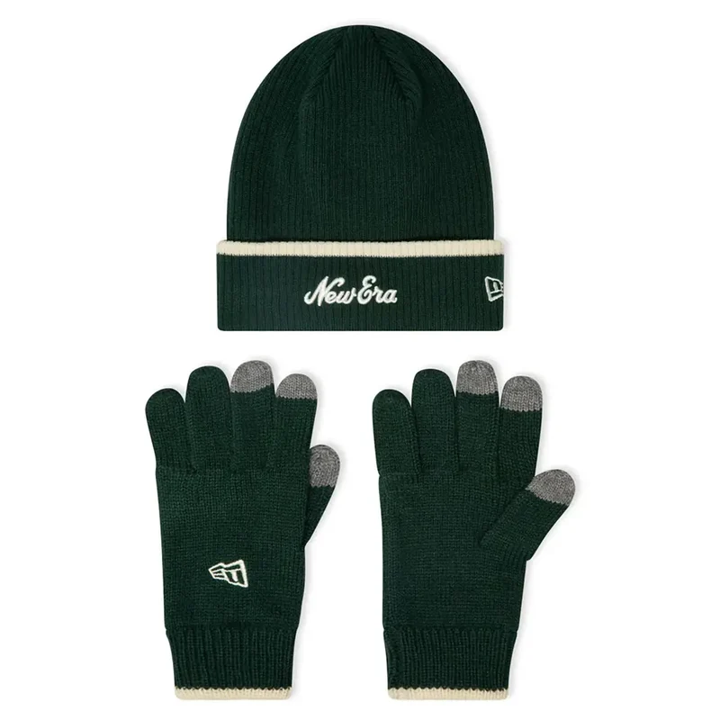 Green E-Touch Gloves And Beanie Set