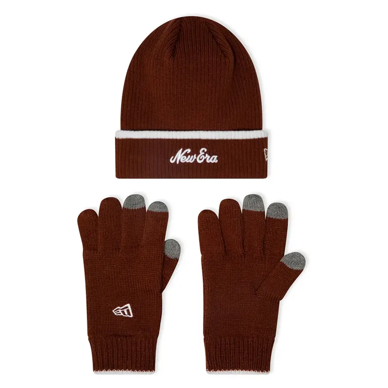Dark Red E-Touch Gloves And Beanie Set