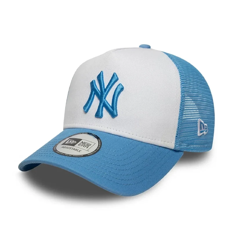 New York Yankees MLB League Essential Pastel Blue 9FORTY A-Frame Trucker Adjustable Cap