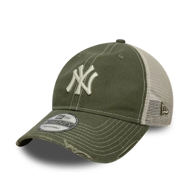 New York Yankees MLB Cotton Canvas Green 9TWENTY Trucker Adjustable Cap