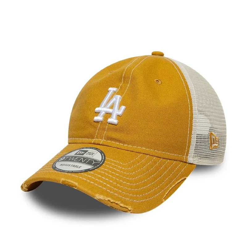 LA Dodgers MLB Cotton Canvas Beige 9TWENTY Trucker Adjustable Cap