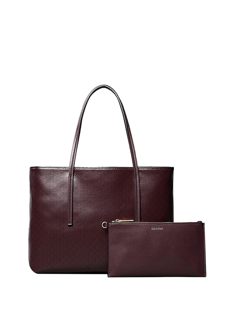 Calvin Klein Borsa Tote Piccola Calvin Klein Con Emblema - Bordeaux