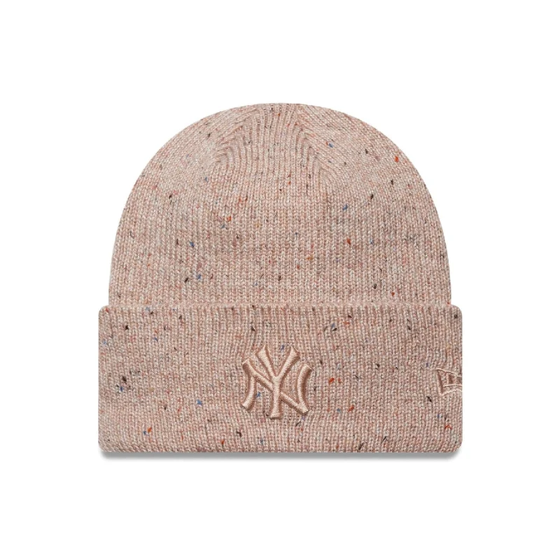 New York Yankees Womens MLB Glitter Pastel Pink Cuff Knit Beanie Hat