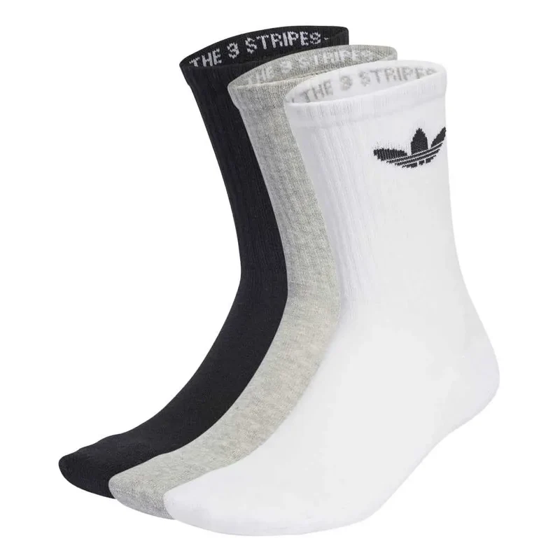 Trefoil Cushion Crew Socks 3 Pairs White