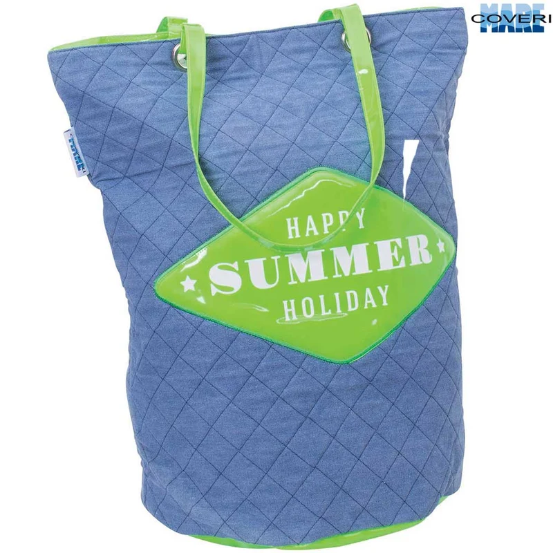 BORSA MARE SACCA SPIAGGIA SUMMER CON MANICI 55X35X50CM COVERI 4 COLORI