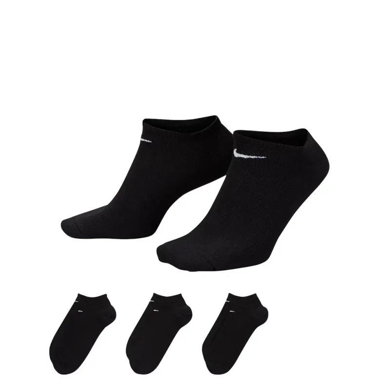 Lightweight No Show Socks 3 Pairs Black