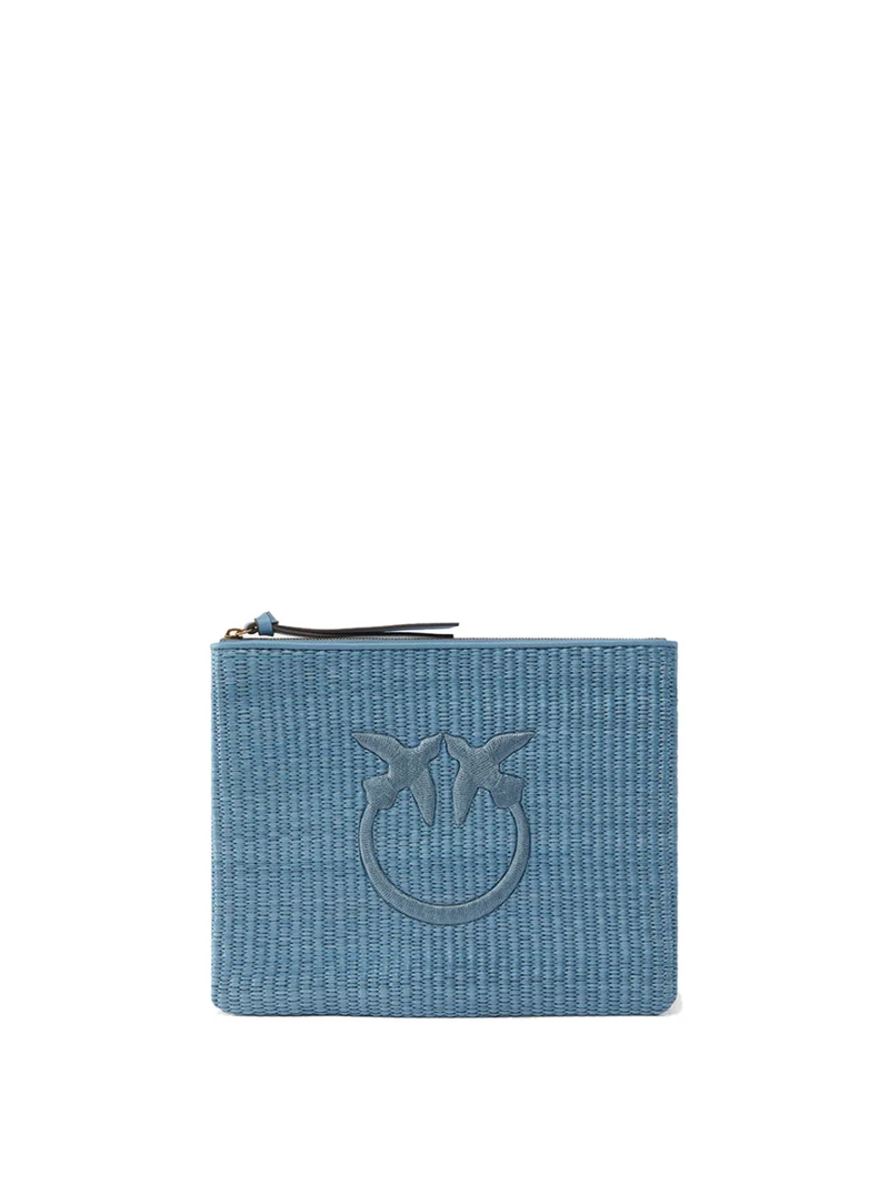 Pinko Pochette Pinko In Rafia Con Logo Love Birds - Blu