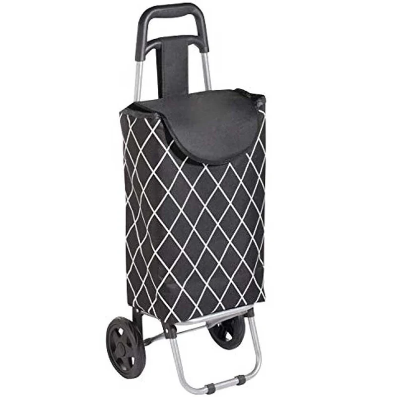 Carrello Portaspesa Trolley Carrellino Porta Spesa 2 Ruote in Tessuto 24LT Nero