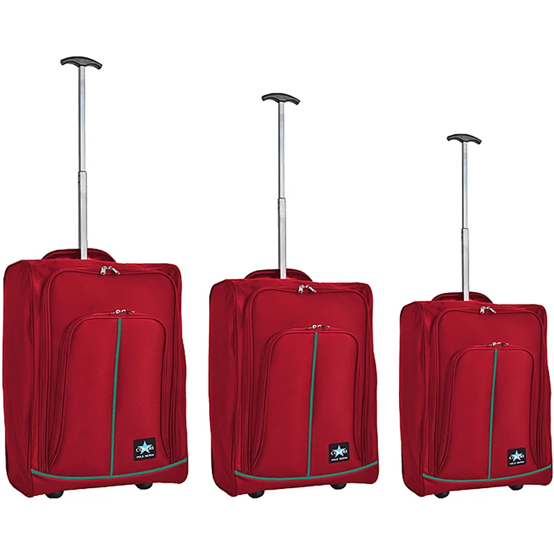 Set 3 Valigie Morbide Trolley da Viaggio Bordeaux Bagaglio a Mano 50-55-60 cm
