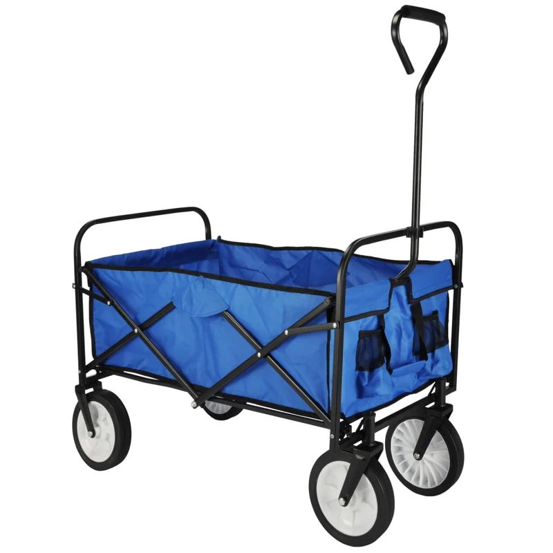 Carrello Pieghevole Acciaio poliestere Design Pieghevole 53,5x83x27cm Blu e Nero