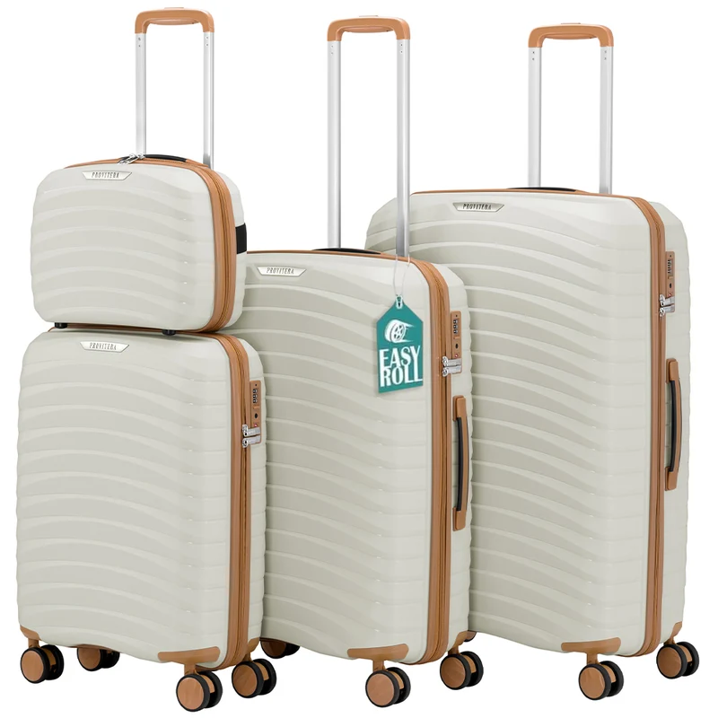 Set 4 Valigie Rigide Bianco Perla in Polipropilene Resistente Urti Beauty Case