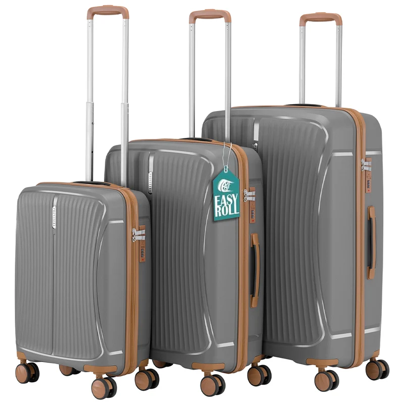 Set 3 Valigie in ABS Rigide Grigio 90-59-38L Ruote Easy Roll Manico Telescopico
