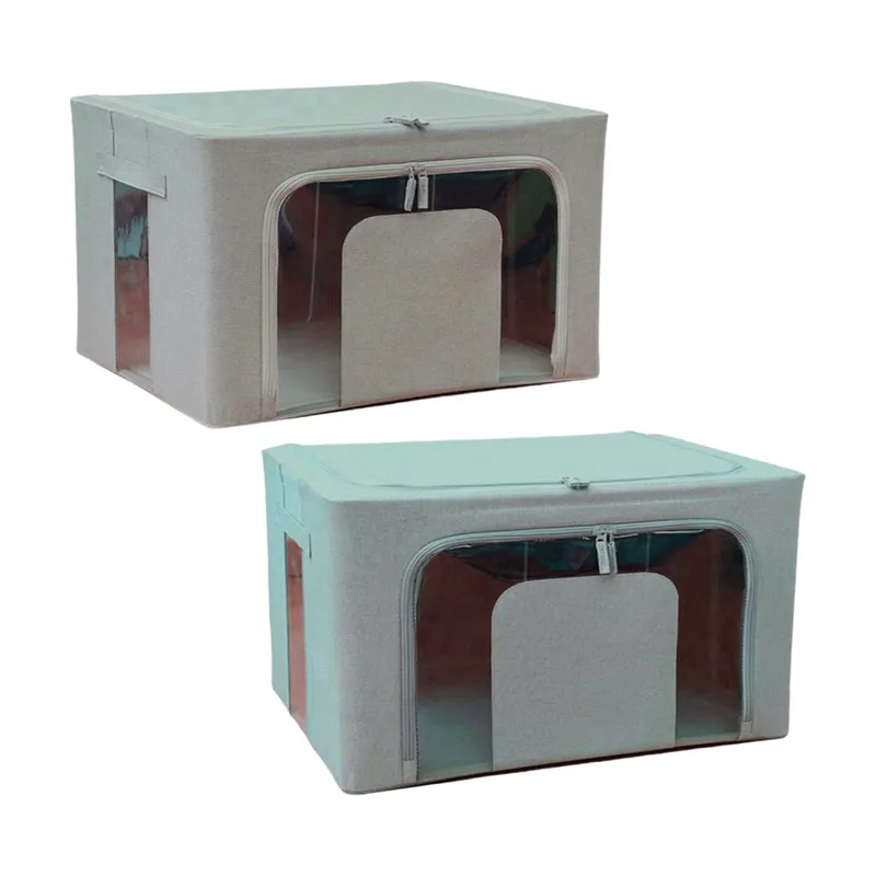 Scatole Portabiancheria 2pz 60x42x35cm Struttura Metallo Pieghevole Vari Colori