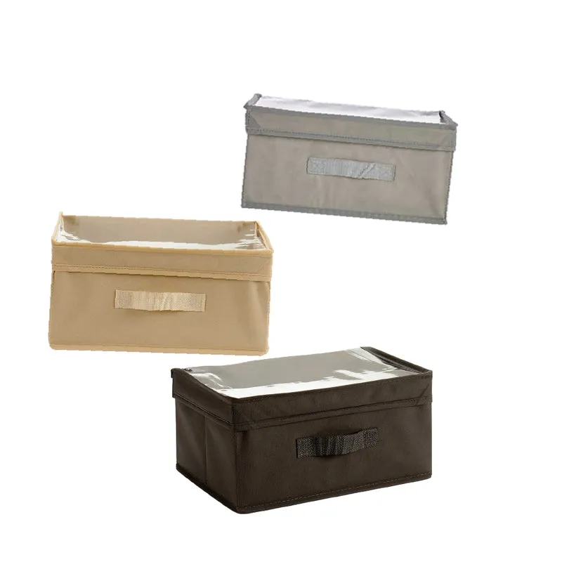 Kit 3 Scatole in TNT e PVC Contenitore Salvaspazio Colori Assortiti con Manici