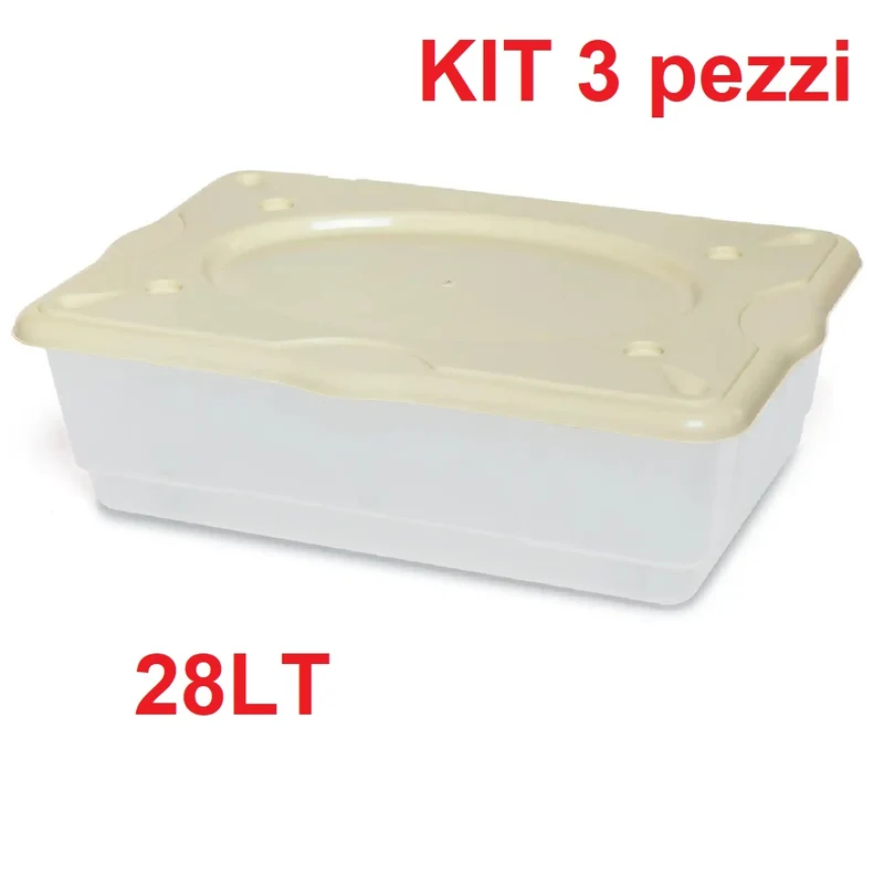 Kit 3pz Scatole Porta Tutto Sava Spazio Plastica Trasparente 4Ruote 60x40 H17cm