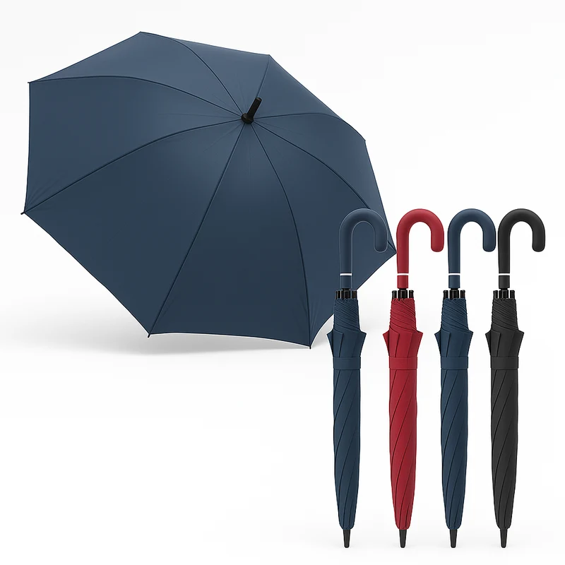 kit 3 Ombrelli Grandi Automatici Antivento 129cm Struttura in Fibra Resistente