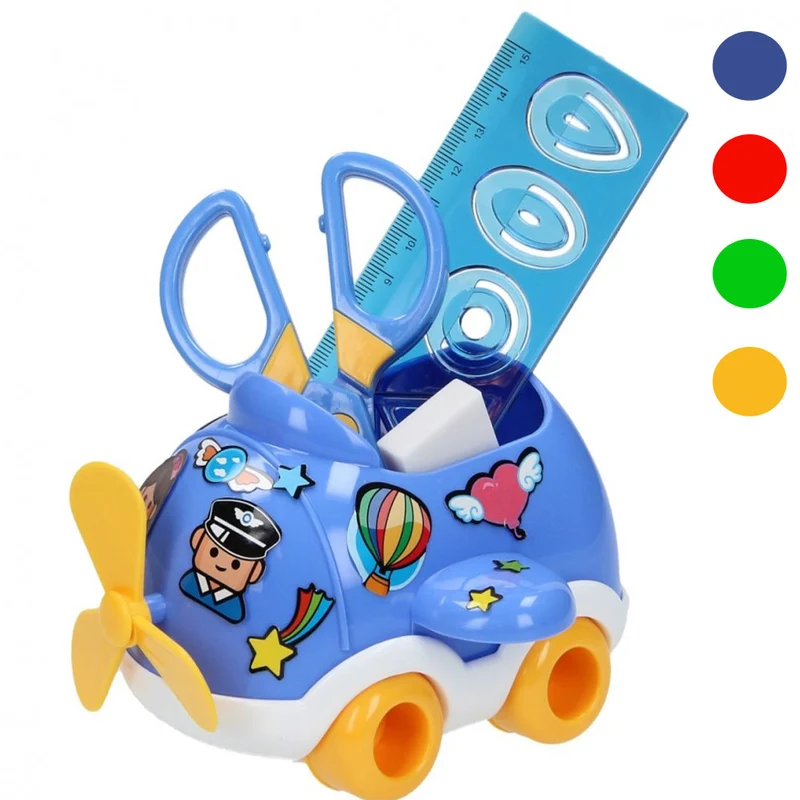 Organizer Scrivania 5 in 1 forma Aereo con Accessori in vari colori