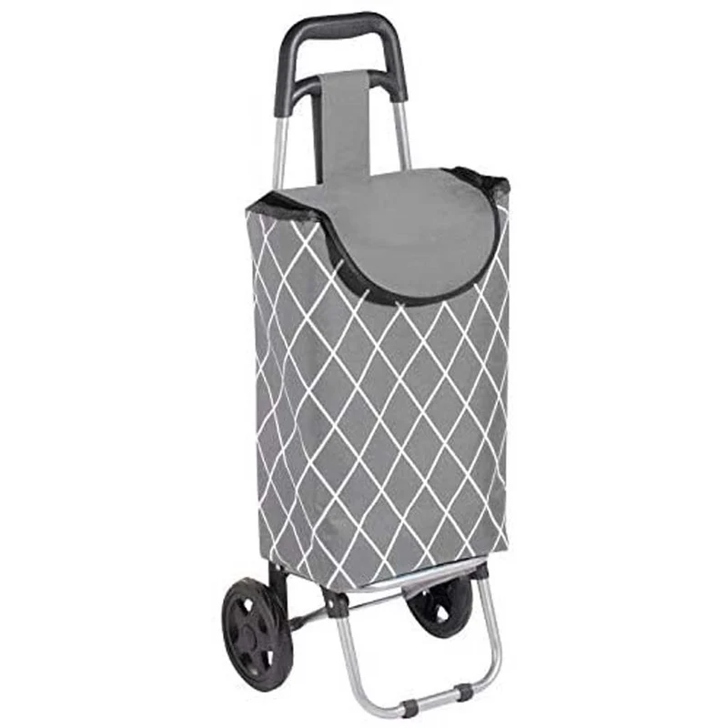 Carrello Portaspesa Trolley Carrellino Porta Spesa 2 Ruote in Tessuto 24LT Grigi