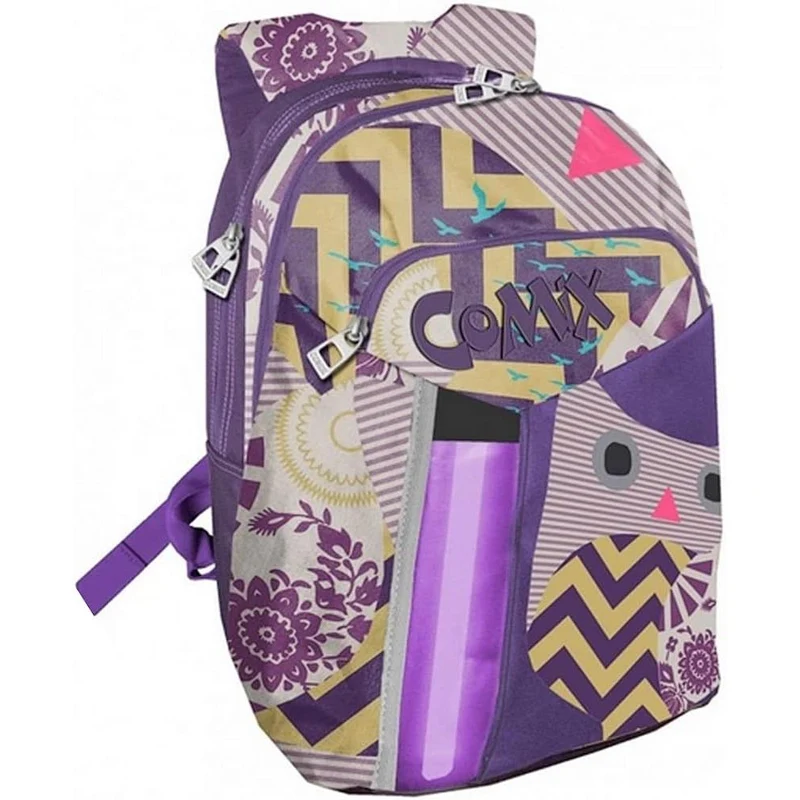 Zaino Organizzato Viola Comix Flash 3 tasche Chiusura Zip effetto Nylon