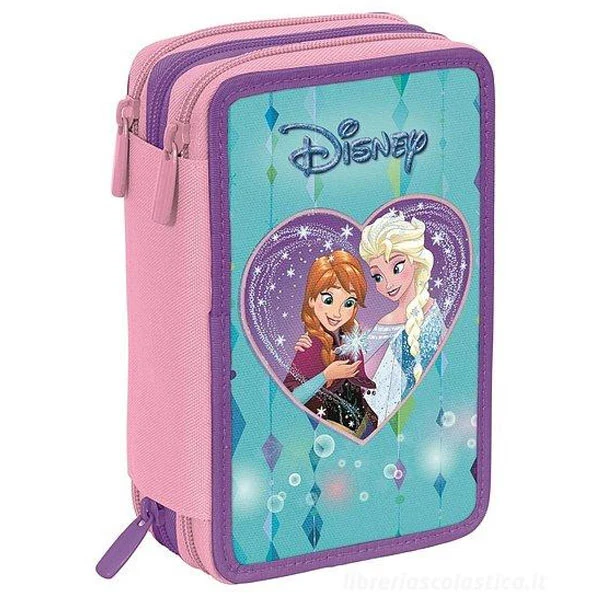 Astuccio 3 ZIP con triplo scomparto e accessori Disney Frozen