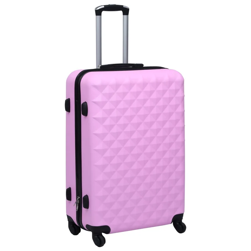 Trolley a Custodia Rigida in ABS Chiusura di Sicurezza 4 Ruote Girevoli 360°Rosa