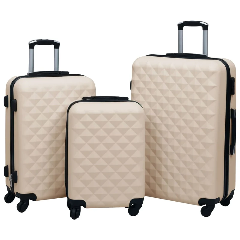 Set Valigie Trolley 3 Pezzi a Custodia Rigida in ABS 4 Ruote Girevoli 360° Oro