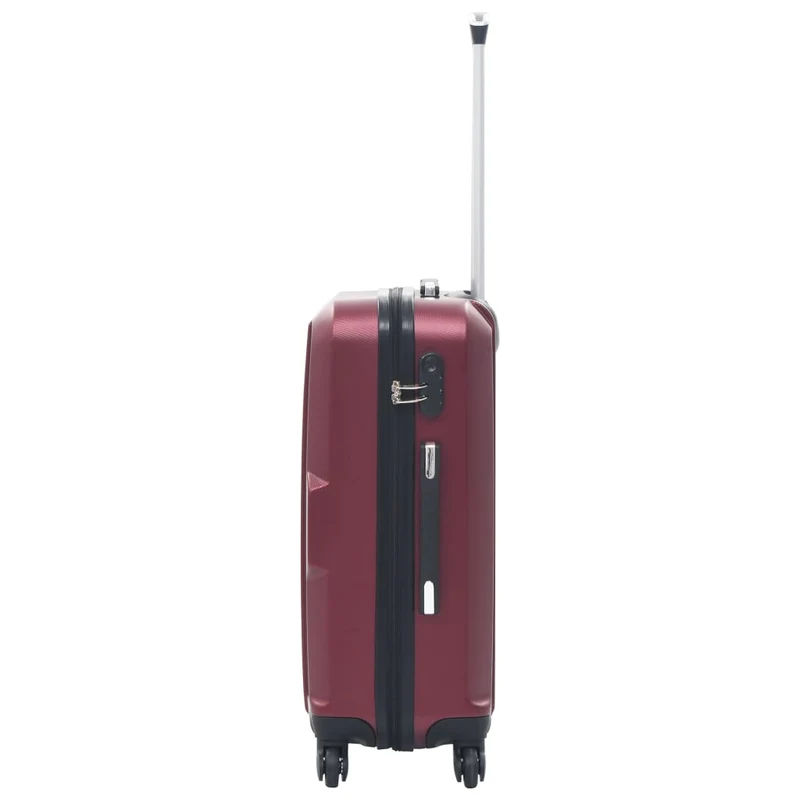 Set Trolley 3 Pezzi Custodia Rigida ABS Quattro Ruote Girevoli 360° Rosso Vino