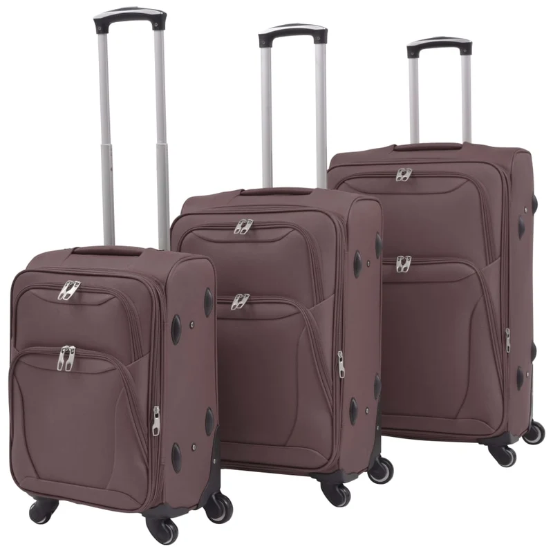 3 pezzi Set di Valigie Trolley Morbide Color Caffè