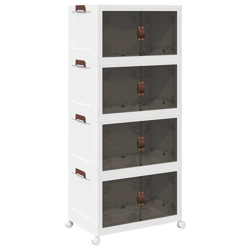 Scatola Portaoggetti con Ruote 4 Livelli Design Leggero Versatile 64x40x141,5 cm