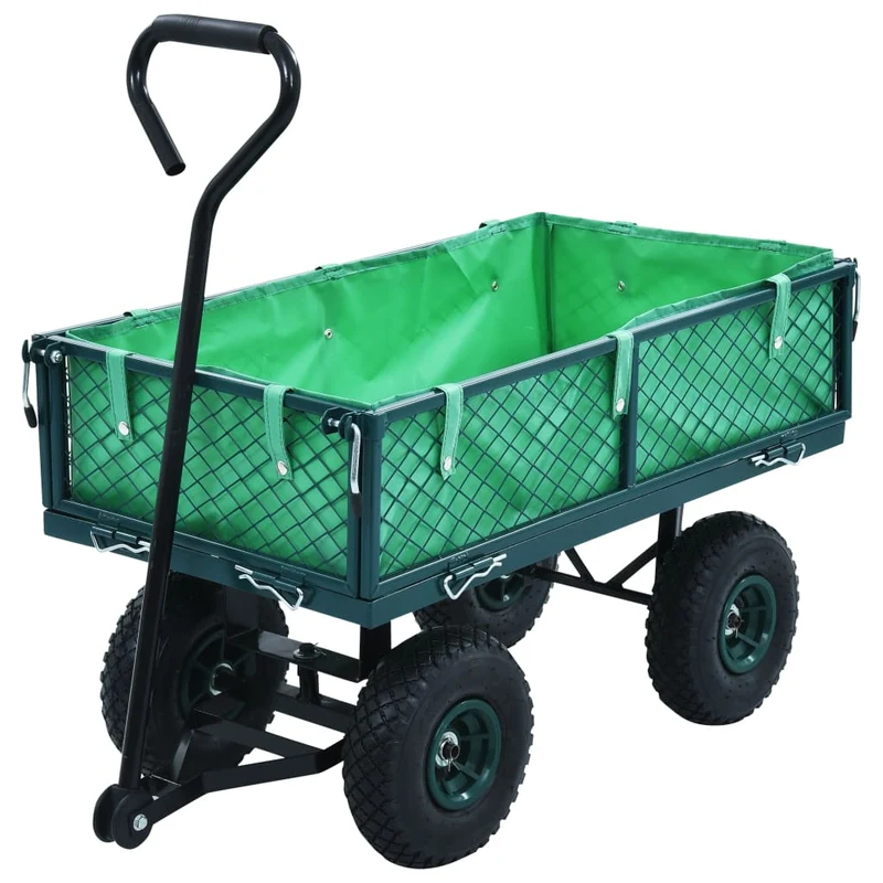 Carrello a Mano da Giardino Verde Portata 250 kg con Ruote Pneumatiche