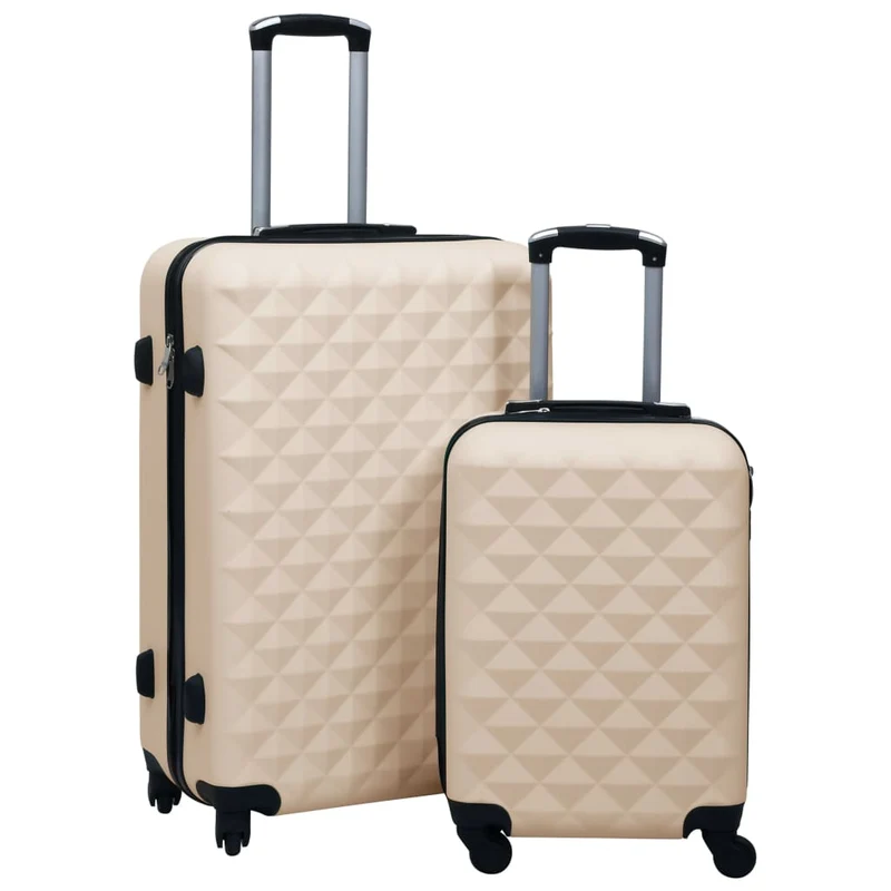 Set Valigie Trolley 2 Pezzi Custodia Rigida in ABS 4 Ruote Girevoli 360° Oro