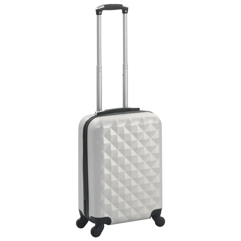 Trolley a Custodia Rigida in ABS con Quattro Ruote Girevoli 360° Argento Lucido