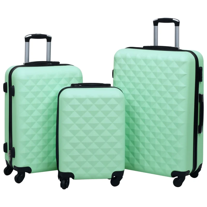 Set Valigie Trolley 3 Pezzi a Custodia Rigida in ABS 4 Ruote Girevoli 360° Menta