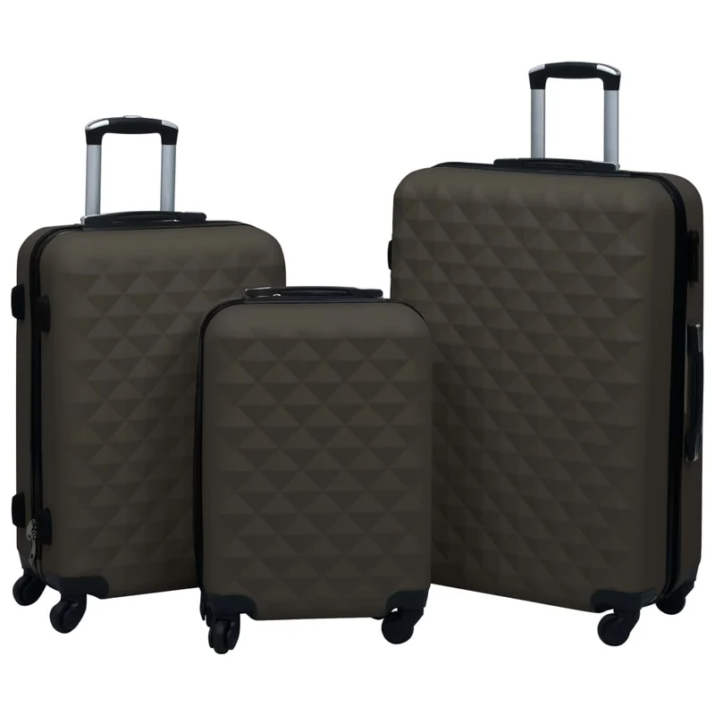 Set Valigie Trolley 3 pz a Custodia Rigida in ABS 4 Ruote Girevoli in Antracite