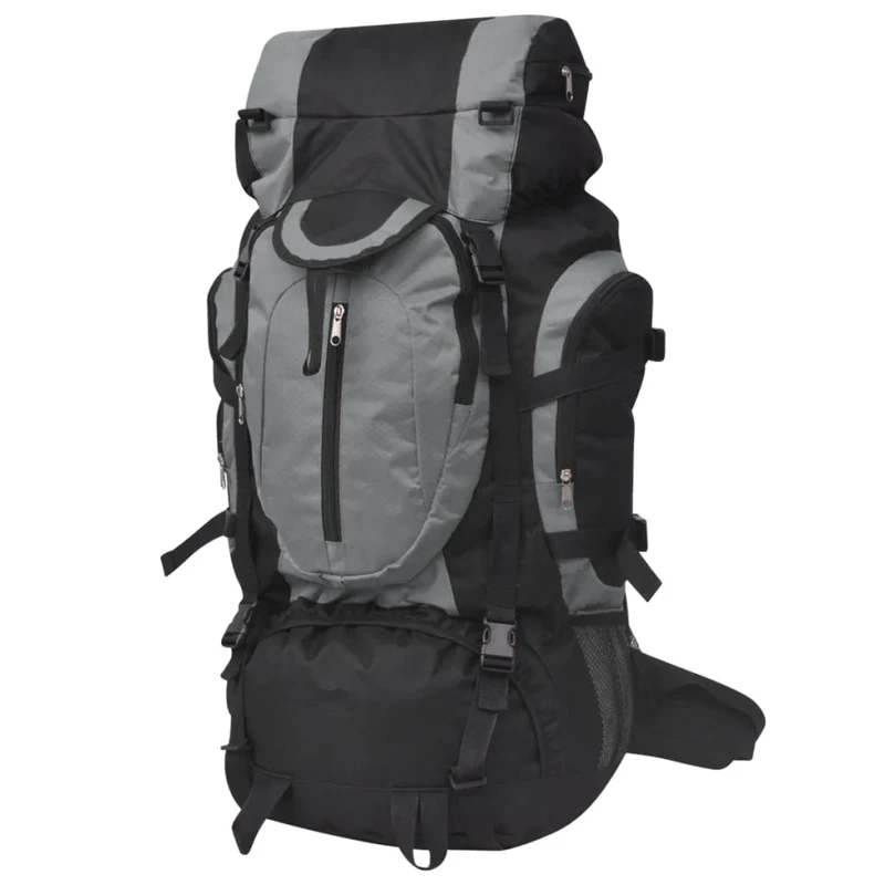 Zaino da Escursioni Idrorepellente Comodo e Resistente XXL 75 L Nero e Grigio