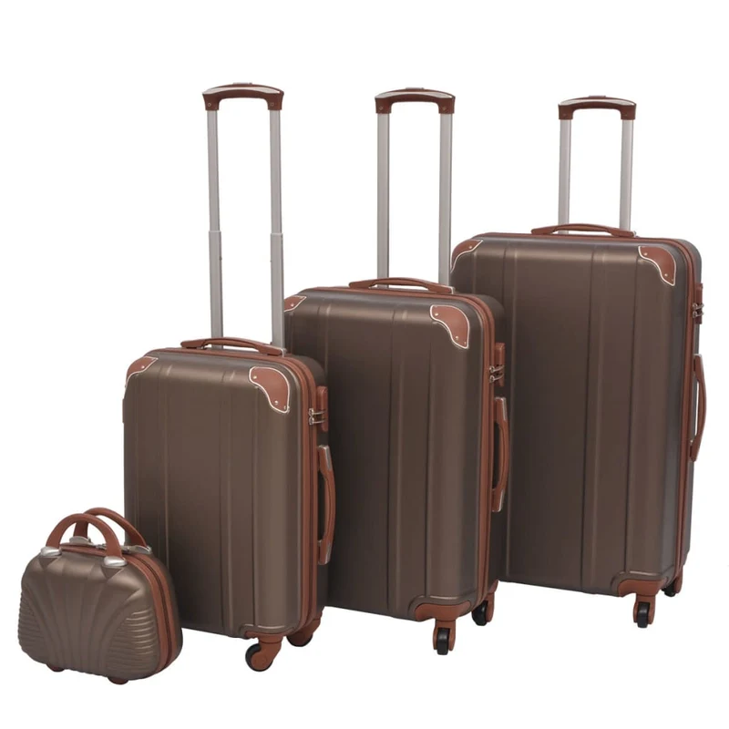 Set di Trolley Rigidi 4 pezzi Chiusura di Sicurezza 4 Ruote Girevoli 360° Caffè