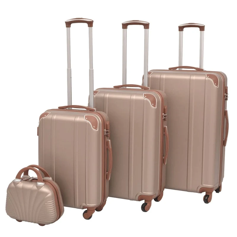 4 Pezzi Set di Trolley Rigidi Ruote girevoli a 360 ° Color Champagne